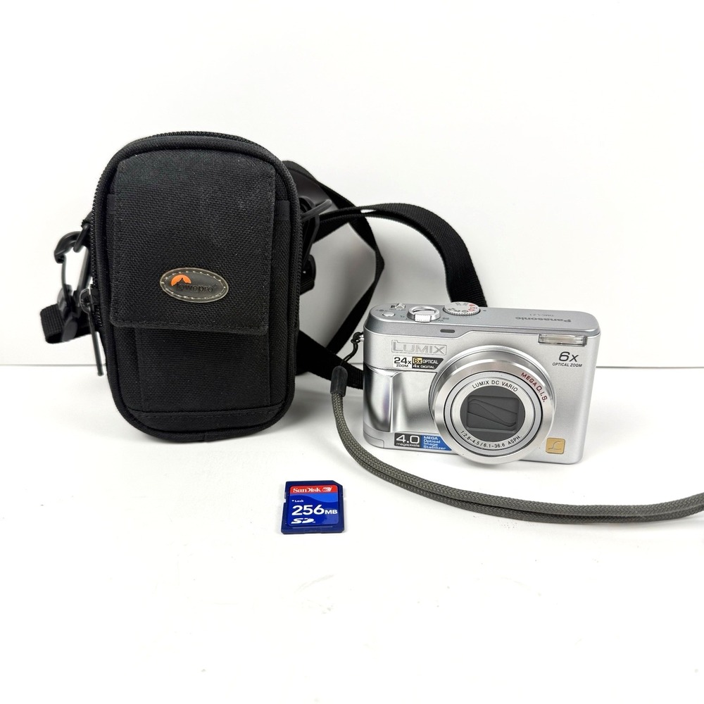 Panasonic Lumix DMC-LZ1 Silver 4.0MP Digital Camera Case SD Card Tested Working